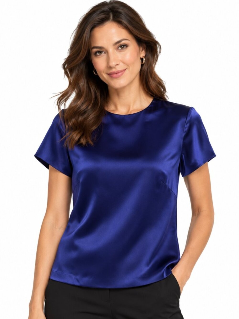 Vintage Worth Blue Purple Silk Short Sleeve Top NWT